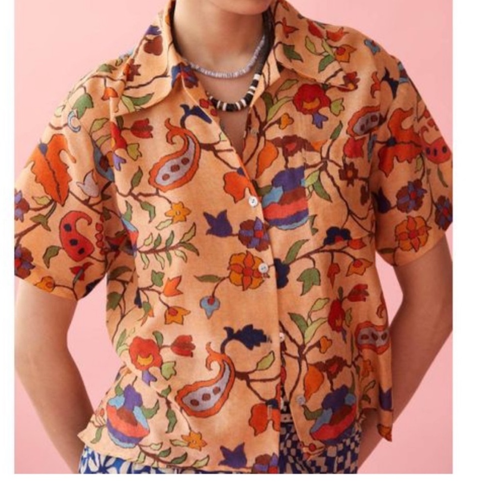 Alix of Bohemia Floral Shirt Orange XS